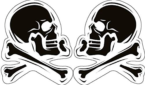 Lot de 2 Stickers rétro réfléchissant pour casque de moto tête de mort