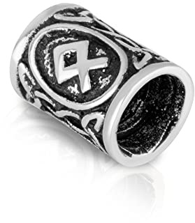 NKlaus 925 SterlingSilber Futhark Bartperle - OTHALA Haarperle Herren Bartschmuck 2327