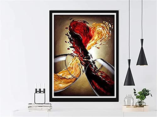 Hyanun 5D DIY Diamant Painting Bilder groß, Weingläser anstoßen 70x100cm 5D Diamond Painting, DIY Cross Stitch Stickerei Malerei Kits, voller Bohrer Strass Stickerei Kunsthandwerk,Inneneinrichtung