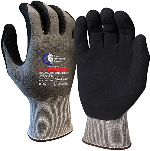 Quest Cut Resistant Work Gloves – Cut Proof Working, Pucture Resistant Gloves Heavy Duty Cutting and Abrasion Protection - Large, Pack of 1