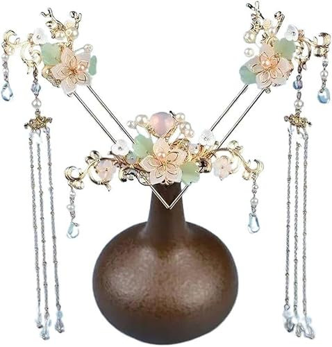 Fourche à cheveux rétro cheveux couronne gland rose chapeaux Antique style chinois coiffure bâton de cheveux ensemble for enfants femme