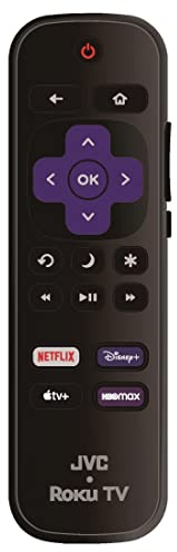 Telecomando di ricambio OEM compatibile con tutte le Smart TV LED JVC HDR Roku 【Funziona solo con JVC Roku TV, non per Roku Stick e Roku Box】 (Netflix/Disney Plus/Apple TV+/HBO Max)