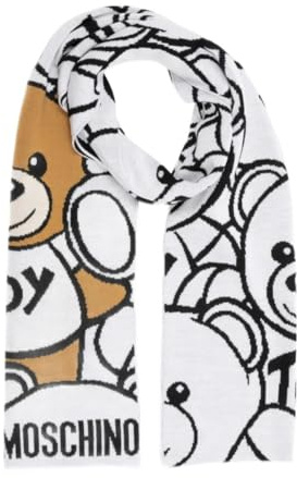 MOSCHINO Teddybär weißer Wollschal, Weiß, 30x180cm