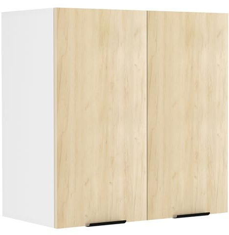 VCM Küchenschrank Breite 60 cm Holztür Hängeschrank Küche Küchenmöbel Fasola Weiß/Honig-Eiche