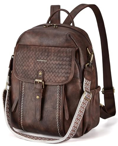 Missnine PU Leder Rucksack Damen, Damen Leder Rucksack Umhängetaschen Damen Modern Wasserdichte Reisetasche