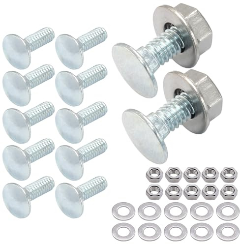 Luomorgo 12 set di bulloni a testa tonda da 1/4-20 x 3/4, viti completamente filettate a testa tonda, bulloni a testa quadrata in acciaio zincato con dadi esagonali, rondelle piatte