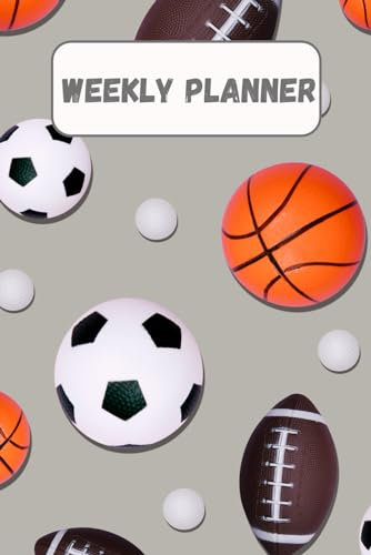 Sports Print Blank Weekly Planner: 52 Blank Weekly and Alternating Lined Pages