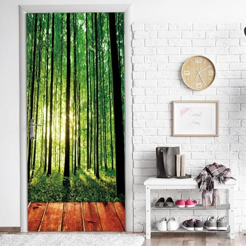 Türtapete Selbstklebend 80x200 cm Türfolie Selbstklebend Baumsicht Türaufkleber Türposter Natur Türsticker Fototapete 3D Effekt für Schlafzimmer Wohnzimmer Küche A4585