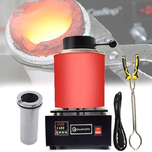 JOSBY Horno de fusión de Oro de 1600 W, 2150 ℃ /2102 ℉ Máquina automática de Horno de fusión Digital con crisol de Grafito, Tiempo de fusión de Oro de 40-48 Minutos, para chatarra fundida, Plata, Oro