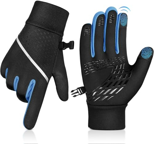 OOPOR Kinder Handschuhe Warme Winterhandschuhe - Kids Outdoor Sport Thermo Fleece Fahrradhandschuhe Laufhandschuhe mit Anti-Rutsch Winddicht Touch Screen für Klein Junge Mädch Schwarz 4-12 Jahre