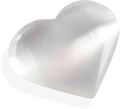 NKlaus Selenit selenit herz 7,5 cm 6 x Polierter Heilstein Liebe, 1 Stück | für Meditation; für Chakra; Amazon Selenit; heart stone; selenite herz