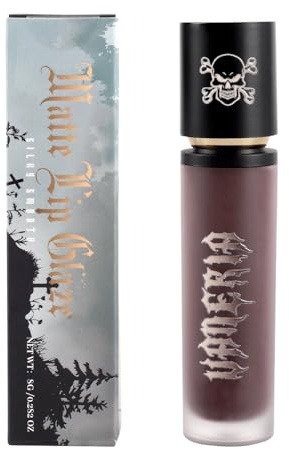 VANERIA Goth Lip Stain, Long-Lasting, High-Impact Matte Liquid Lipstick, Moisturizes Lips, Smudge-Proof (Punk Black)