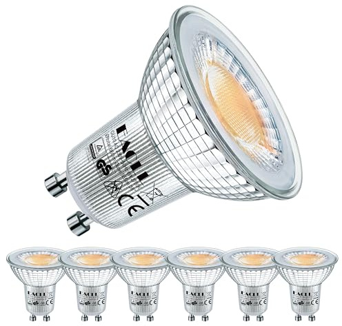 EACLL Lampadina LED GU10 bianco caldo 2700 K, 6 W, sostituisce alogena 75 W, set di 6, 660 lumen, illuminazione a LED senza sfarfallio, ampio fascio 38 °, Par16 non dimmerabile AC 230 V Corto, lampada