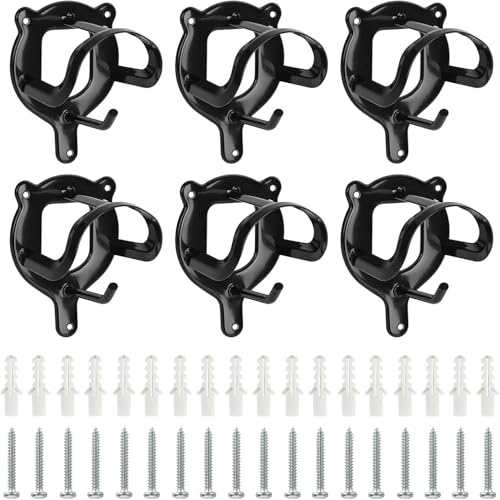 Atldmphic Horse Bridle Rack 6 Pack, Bridle Bracket Bridle Hooks, Hobby Horse Accessories, Horse Tack Storage with Tubes and Screw, Metal Halter Hanger for Tack Room,Horse Barn Supplies, Black