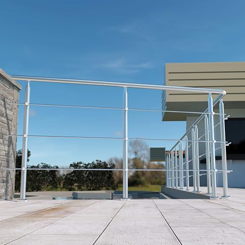 Stainless Steel Handrail Safety with 3 Cross Bars, 200cmx106cm for Indoor and Outdoor