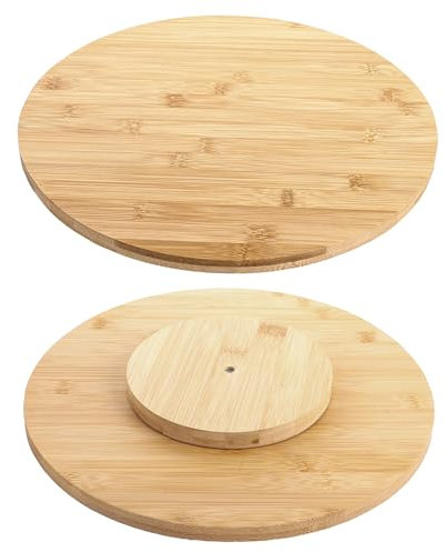 LDHHYH 2 Pack Lazy Susan Turntable, 30CM Wooden Lazy Susan, Wooden Rotating Serving Plate for Kitchen, Dining and Storage Organizer, 30x30x3cm