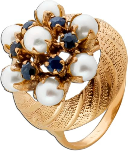 Ch.Abramowicz Perlenring Rosegold 585 14K Saphire Antikschmuck 16
