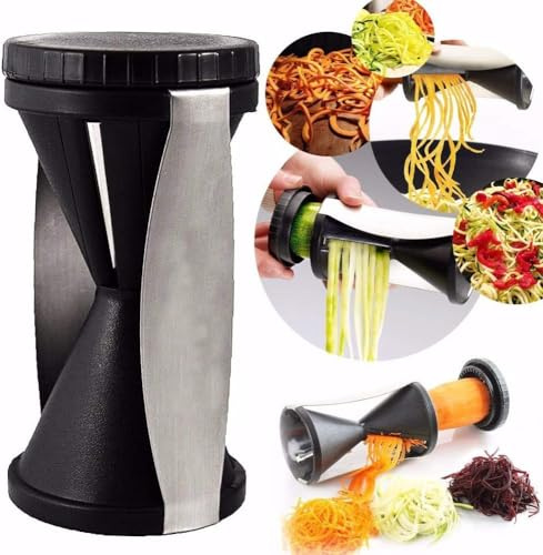 Cortador De Verduras En Espiral- Hdheld Máquina De Espaguetis para Fideos De Pasta De Calabacín para Fideos Vegetarianos De Calabaza Zanahorias, Black