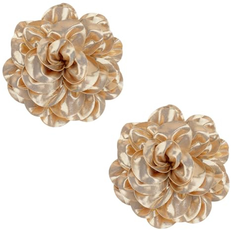 FINGERINSPIRE 2Pcs Broche en Tissu Satiné de 18cm de Diamètre en Alliage pour Épingles à Cheveux Accessoires en Forme de Fleur pour Vêtements Écharpe Cardigan Décoration