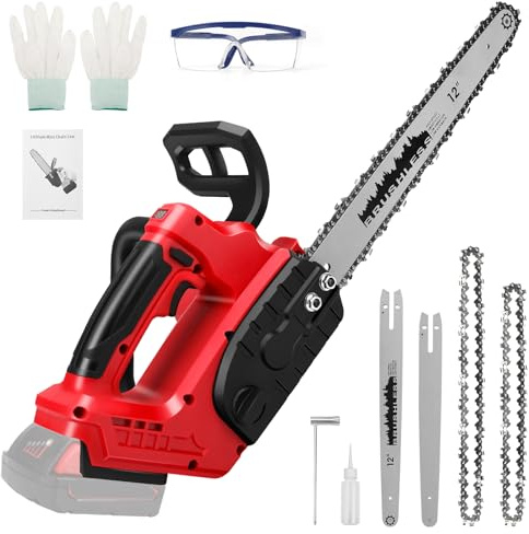 Roadtime 12Inch Cordless Chainsaw for Milwaukee 18V Battery(NO Battery) | 1100W Brushless motor 12-Inch &10Inch Chainsaw,13.5m/s, 8700r/min Handheld Chain Saws for Wood Cutting, Garden Pruning
