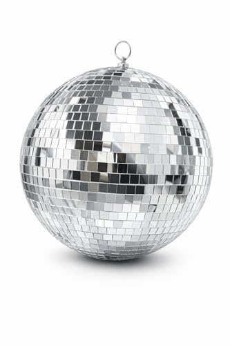 LTMG Boule à Facettes Disco Argent 25cm avec crochet de suspension - Décoration Scintillante de Grande Taille pour Fêtes et Événements