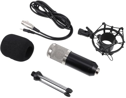 MAGICLULU Kondensatormikrofon Satz 35mm Kabelgebunden mit 48 v Phantomspannung Galvanisierter Mikrofonkopf Schwarz Silber für Ktv Live Übertragung und Studioaufnahme