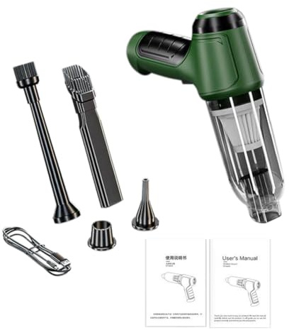 Buhdjfnke Mini Aspirapolvere Portatile Wireless per Auto, Aspirapolvere Fili Ricaricabile Ad Alta Potenza per La Casa (Verde)
