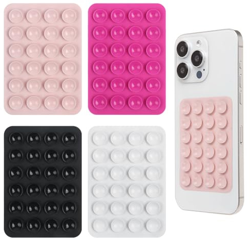 XYGK Lot de 4 Supports à Ventouse pour téléphone Portable, Dos adhésif | silicone support pour smartphone pour enregistrer des vidéos, regarder des recettes, des appels vidéo, faire de