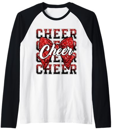 Kokette Cheer Bow Funny Sport Cheerleader Cheerleading Rot Raglan