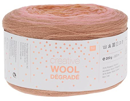 Rico Wolle Creativ Wool Dégradé 200g 4-fädig Rosa/Natur Rosa/Natur