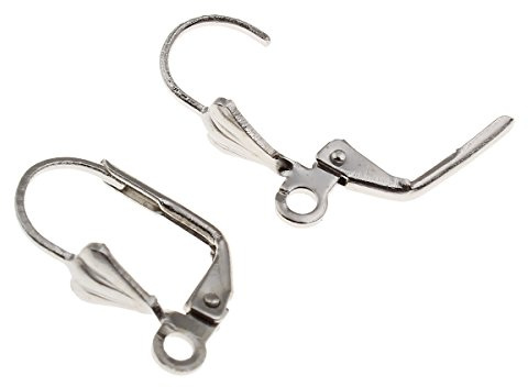 Perlin Edelstahl Ohrhaken Ohrstecker Ohrringe Klapp Brisuren Ohrhänger Ohr-Verschluss Klappbügel 18mm 24 Stück M132 x3