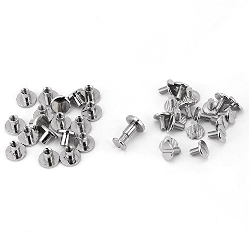 Hilitand - 20 tuercas para uñas, remaches de latón roscados con cabeza plana de cuero artesanal, correa de mano, accesorios (8 mm)