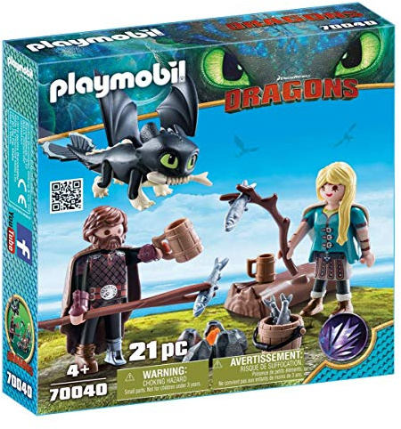 PLAYMOBIL DreamWorks Dragons 70040 Hicks und Astrid mit Babydrachen, ab 4 Jahren