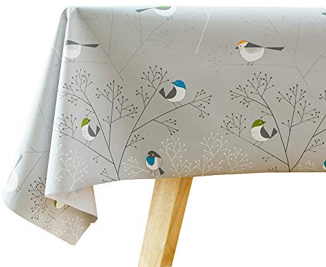 Plenmor Table Cloth Waterproof Plastic Tablecloth Waterproof Wipeable Table Cover Protector Rectangular for Kitchen Picnic Outdoor Indoor (Birds, 137x215 cm)