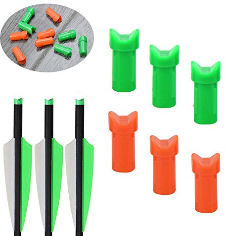 SHARROW 100pcs Freccia Nock Cocche della Frecce di Balestra Plastica Nock per ID 7.6mm Albero di Freccia (Arancia, 50pcs)