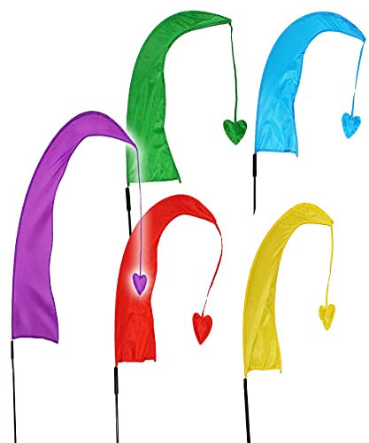 3 Stück: XXL - 2,2 m - Windfahne/Balifahne - bunte Farben - mit Fahnenstange - Windrichtungsanzeige - aus Nylon/Flagge Windrichtungsanzeiger - für Außen -..