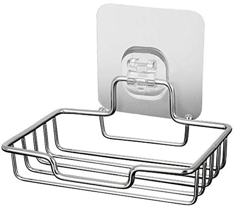 tooloflife Traceless selbstklebende Seifenschale, Edelstahl-Seifenkorb, rostet nicht, Badezimmer-Dusch-Caddy, Küchen-Schwammhalter
