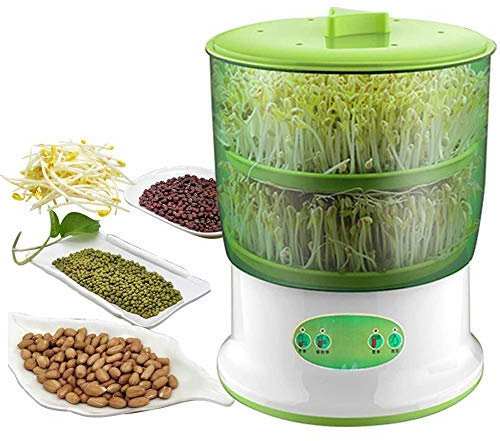 ZGHYBD Household Automatic Bean Sprouts Machine 2 Layer Bean Seed Sprouter Machine， Propagation Pots 220V Seed Sprouter Bean Sprout Large Capacity,Include Adapter Cable