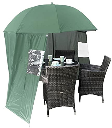 SheltaShade XL 3M Green Garden Umbrella with Zip On Sides Sun Shade | UV Parasols for Patio Table | Outdoor Beach and Fishing Umbrella with Angle Tilt (Base Not Included)