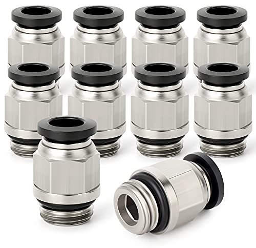 TAILONZ PNEUMATIC Straight 6mm Tube OD x 1/8 Inch G Thread Push to Connect Fitting with Sealing Ring PCG6-01 (Pack of 10)