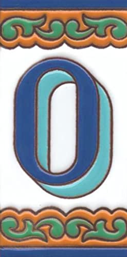 Numéros de maison, chiffres et lettres en céramique, motif chalet, taille des carreaux : 15 cm x 7,5 cm, cadres de 2 à 8 carreaux (numéro 0)