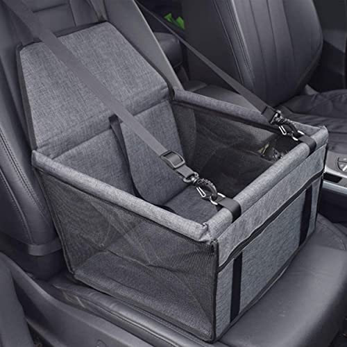 LHCY Hundeautositz, Auto-Sitzerhöhung für kleine und mittelgroße Hunde und Katzen, wasserdichte atmungsaktive Haustier-Automatte, Faltbare Oxford Cloth Safety Car Haustiertragetasche (dunkelgrau)
