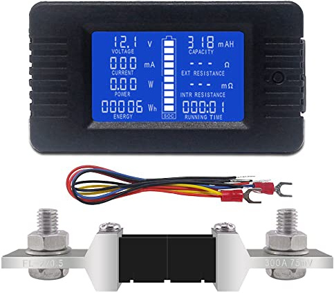 DC Voltmeter Amperemeter Energiezähler Batterie Monitoranzeige | LCD Digital Multimeter für Auto Solar DC 0-200V 300A Shunt