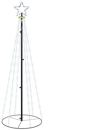 vidaXL LED Weihnachtsbaum Kegelform Tannenbaum Lichterbaum Weihnachtsdeko Stern Beleuchtung Außen Beleuchtet Lichterkette Kaltweiß 108 LEDs 70x180cm