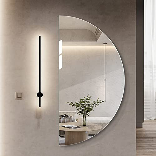 Specchio Mezzo Tondo Senza Cornice, Specchio da Parete del Bagno, Specchio della Vanità di Trucco di HD, Bordo Lucidato, Adatto A Bagno, Soggiorno, Camera da Letto, Ingresso (Color : Right Semicircle