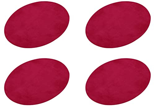 sourcing map 4 Stück Ellbogen Knie Bügelflicken Stoffpatch zur Reparatur, 11 x 14cm Oval Flicken zum Aufbügeln für Kleidung Handwerk Reparatur Kit Rucksack Schuhe Dekoration, Rot