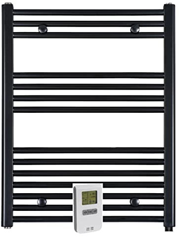 anapont Scaldasalviette elettrico da bagno, 775 x 600 cm, colore nero, telecomando con funzione timer, scaldasalviette, scaldasalviette, scaldasalviette, prodotto in Germania