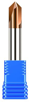 sisona Carbide Chamfer End Mill 90 Degree 3/8 Shank Dia - Carving Bits, V Groove,Tisin Coated 3 Flute- for Alloy Steels, Hardened Steels