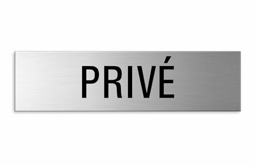Plaque Privé 150x40 mm Aluminium brossé Aspect Acier inox auto-adhésif