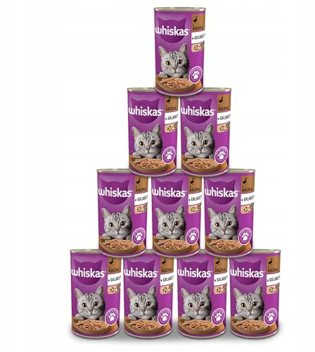Whiskas Katzenfutter Nassfutter Adult 1+ mit Ente in Gelee, 10 Dosen (10 x 400g)